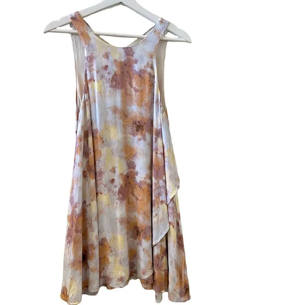 Urban outfitters Pastel Floral Tunic dress silence+ noise XS Ruffle Asymmetrical